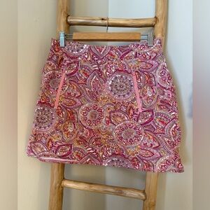 T by Talbots Pink Floral Paisley Zip Pockets Skort Women's Size MP Pickleball